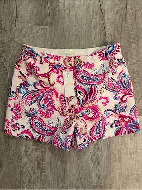 Lilly Pulitzer Pink Blue Paisley High-Waist Shorts